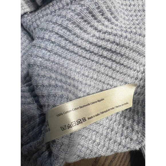 Free People FP One Wesley Thermal Waffle Top Long Sleeve Button Blue Moon M NWT - Picture 7 of 7
